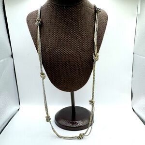 LOFT mixed metal gold silver tone knotted rope chain long minimalist necklace